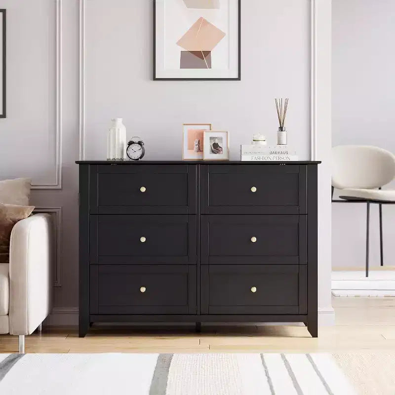 Acekool Dressers 6-Drawer Tall Dresser Organizer, Deep Storage Chest, Handles, Modern Farmhouse for Bedroom, Closet, Living Room