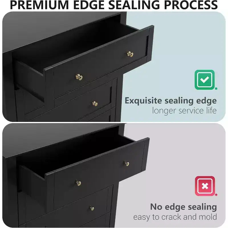 Acekool Dressers 6-Drawer Tall Dresser Organizer, Deep Storage Chest, Handles, Modern Farmhouse for Bedroom, Closet, Living Room