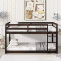 Okak Twin Over Twin Bunk Bed with Ladder & Safety Guardrail Solid Rubber Wooden Loft Bed with Strengthened Slats for Kids Easy Assemble
