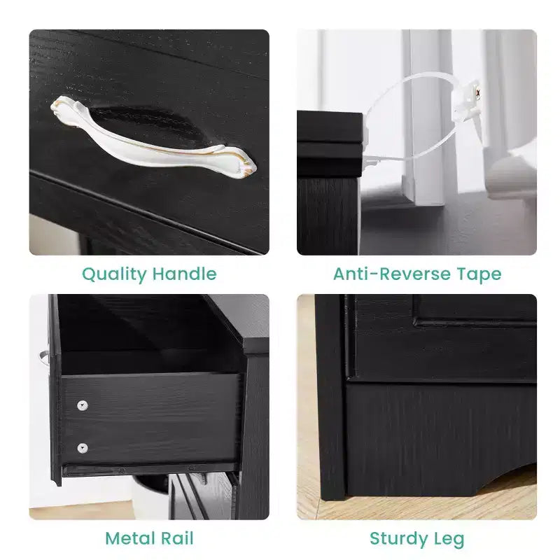 Okak Modern Bedroom Dresser Nightstand with Long Drawers Antique Knob Storage Chest Cabinet for Living Room Hallway Kids Room