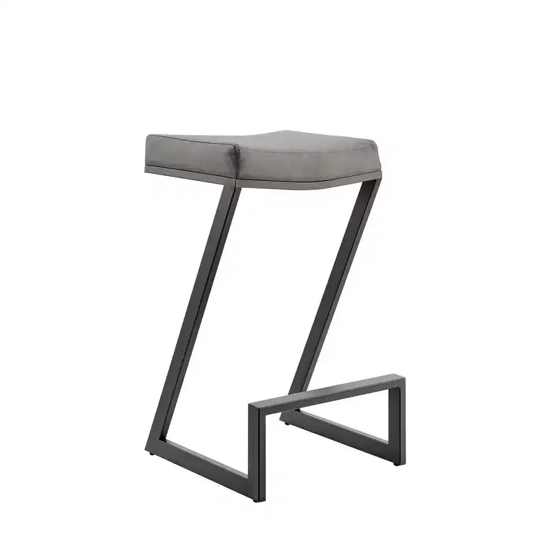 HomeRoots 30 Gray and Black Faux Leather and Iron Backless Bar Height Bar Chair