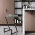 HomeRoots 30 Gray and Black Faux Leather and Iron Backless Bar Height Bar Chair