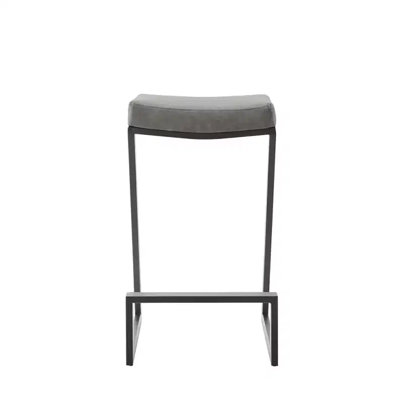 HomeRoots 30 Gray and Black Faux Leather and Iron Backless Bar Height Bar Chair