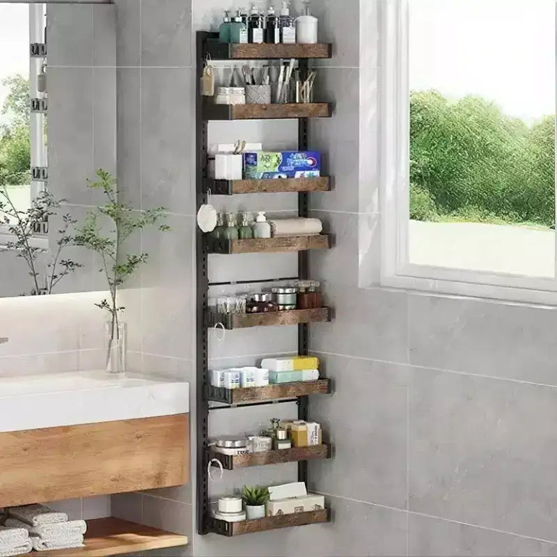 GustoWave 8-Tier Over Door Storage, Adjustable Metal Spice Rack Hanging Storage,Over The Door Hanging Basket Pantry Organizer,45x5.5x170cm