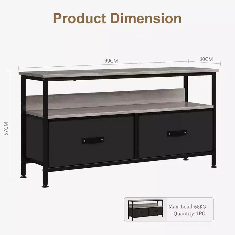 TROPOW TV Schrank, Lowboard, TV Bank, Fernsehtisch Aus Holz, TV Board, Fernsehschrank Mit 2 Schubladen , TV Regal fr Fernseher Bis Zu 55 Zoll