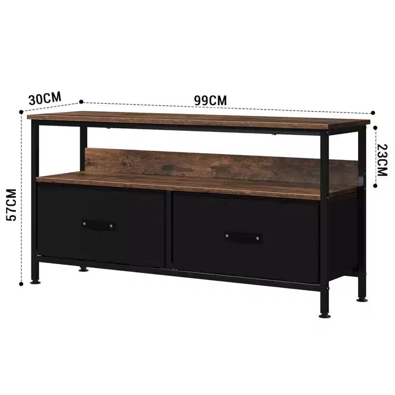 TROPOW TV Schrank, Lowboard, TV Bank, Fernsehtisch Aus Holz, TV Board, Fernsehschrank Mit 2 Schubladen , TV Regal fr Fernseher Bis Zu 55 Zoll