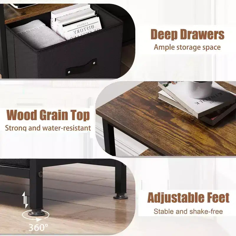 TROPOW TV Schrank, Lowboard, TV Bank, Fernsehtisch Aus Holz, TV Board, Fernsehschrank Mit 2 Schubladen , TV Regal fr Fernseher Bis Zu 55 Zoll