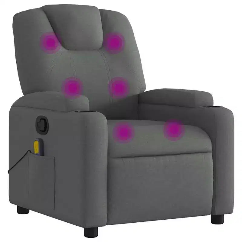 vidaXL Massage Recliner Chair with 6-Point Vibration, Adjustable, Comfortable Dark Gray Fabric - Gray