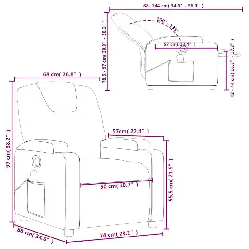 vidaXL Massage Recliner Chair with 6-Point Vibration, Adjustable, Comfortable Dark Gray Fabric - Gray