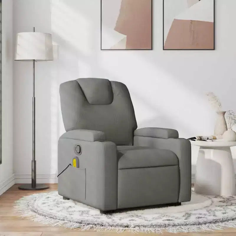 vidaXL Massage Recliner Chair with 6-Point Vibration, Adjustable, Comfortable Dark Gray Fabric - Gray
