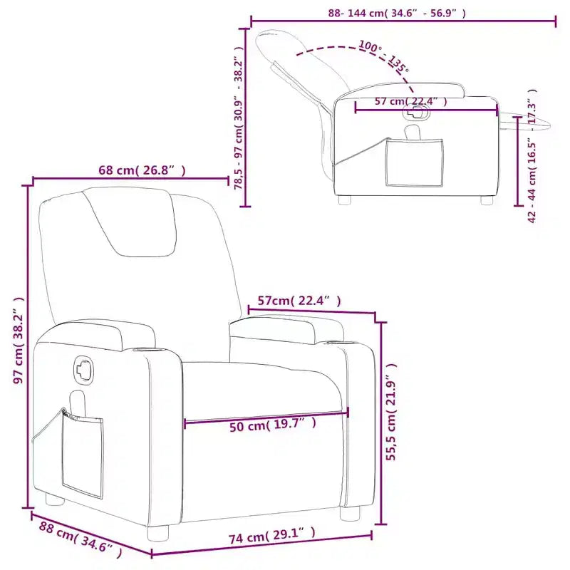 vidaXL Massage Recliner Chair with 6-Point Vibration, Adjustable, Comfortable Dark Gray Fabric - Gray