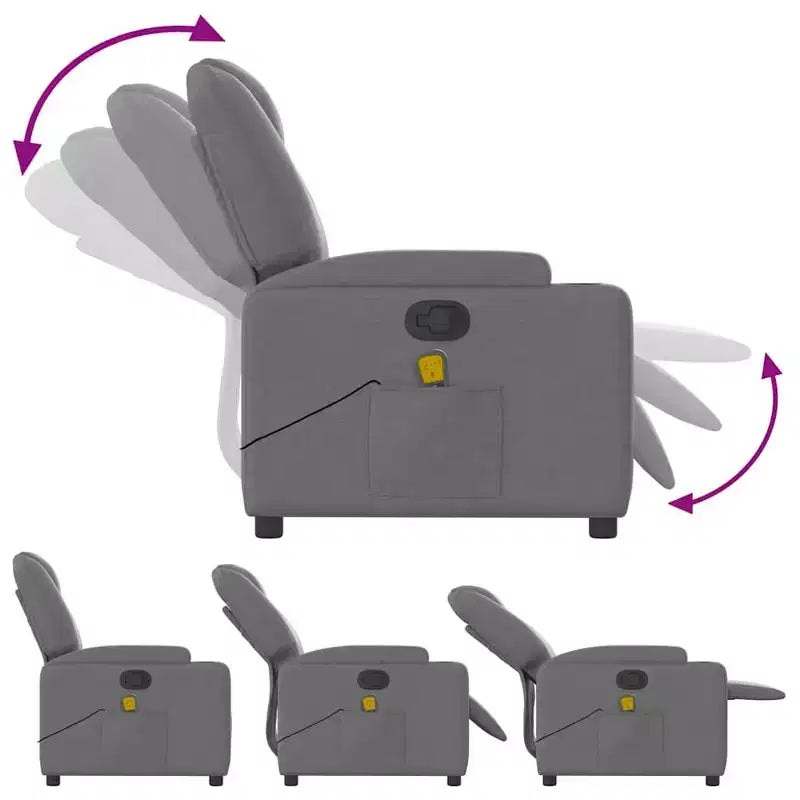 vidaXL Massage Recliner Chair with 6-Point Vibration, Adjustable, Comfortable Dark Gray Fabric - Gray