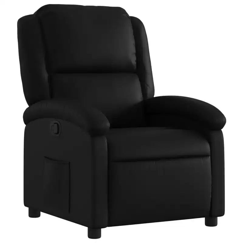 vidaXL Gray Faux Leather Manual Recliner Chair - Wingback Reclining Armchair for Elderly with Side Pocket and Padded Support