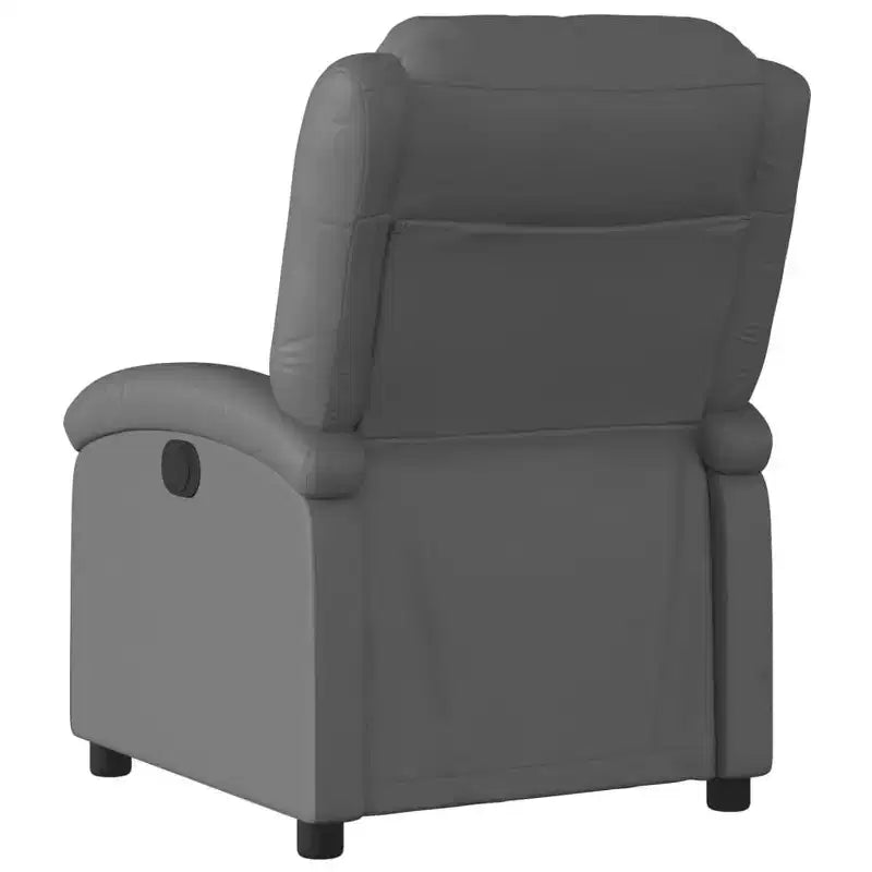 vidaXL Gray Faux Leather Manual Recliner Chair - Wingback Reclining Armchair for Elderly with Side Pocket and Padded Support