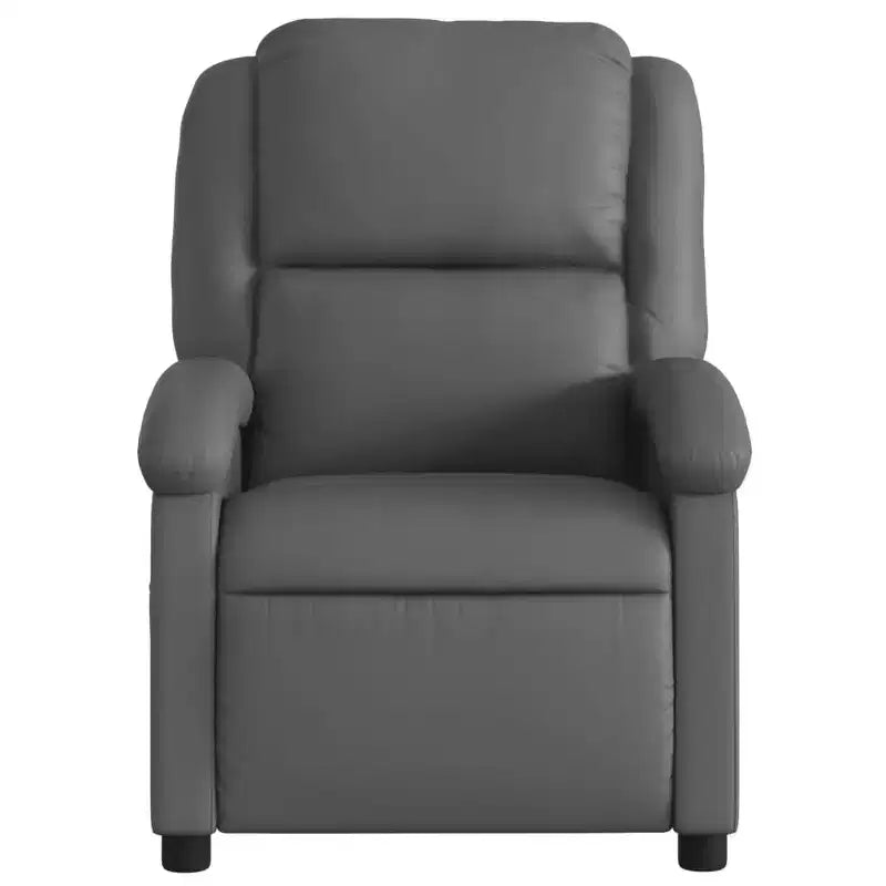 vidaXL Gray Faux Leather Manual Recliner Chair - Wingback Reclining Armchair for Elderly with Side Pocket and Padded Support