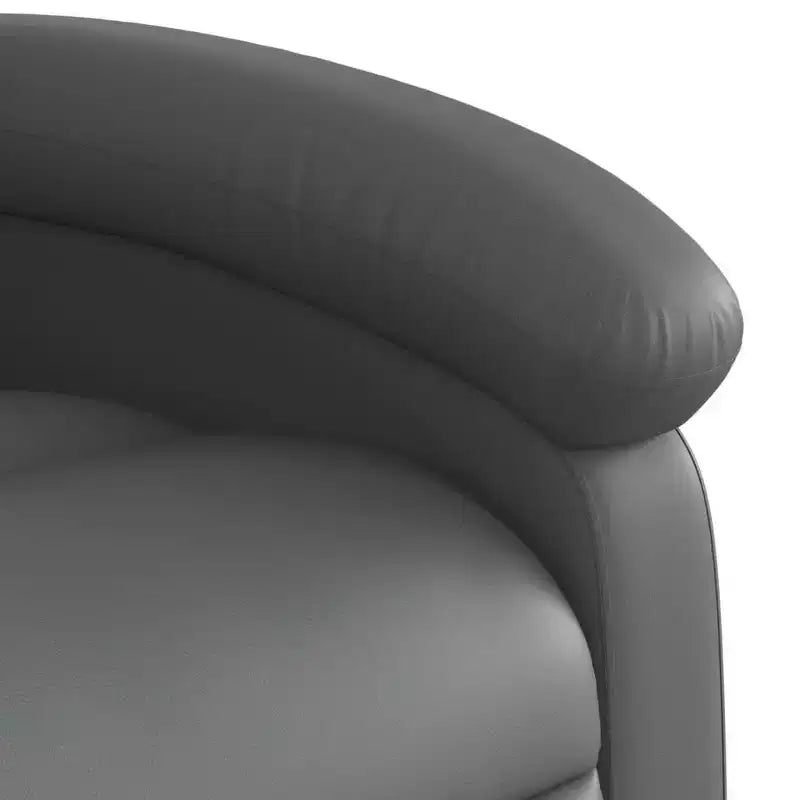 vidaXL Gray Faux Leather Manual Recliner Chair - Wingback Reclining Armchair for Elderly with Side Pocket and Padded Support