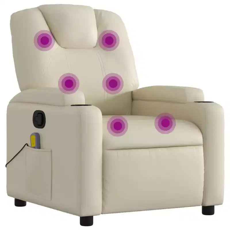 vidaXL Massage Recliner Chair Cream Faux leather, metal, plywood