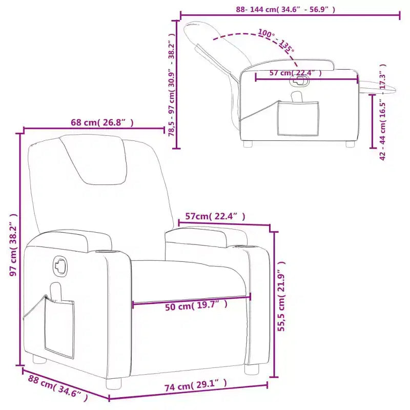 vidaXL Massage Recliner Chair Cream Faux leather, metal, plywood