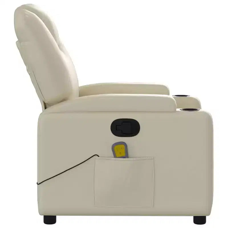 vidaXL Massage Recliner Chair Cream Faux leather, metal, plywood