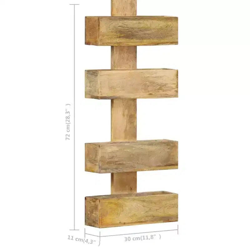 vidaXL Solid Mango Wood Magazine Wall Rack - Scandinavian Style, Durable Wood Construction, Unique Design, Ample Storage, Easy to Assemble