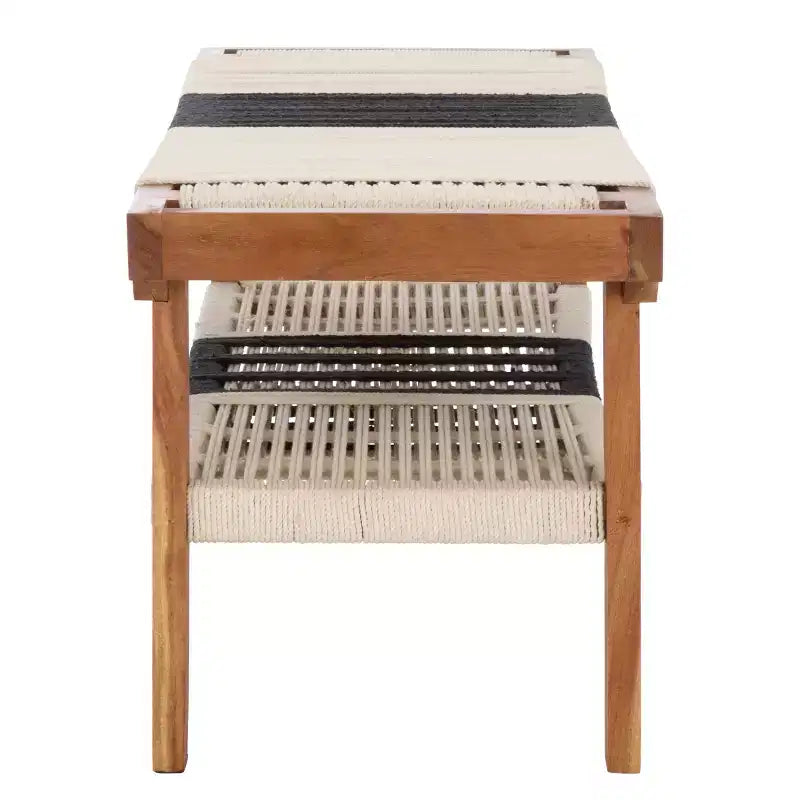 Munich Bench With Shelf - BCH3703 - Beige Black/Natural - Safavieh
