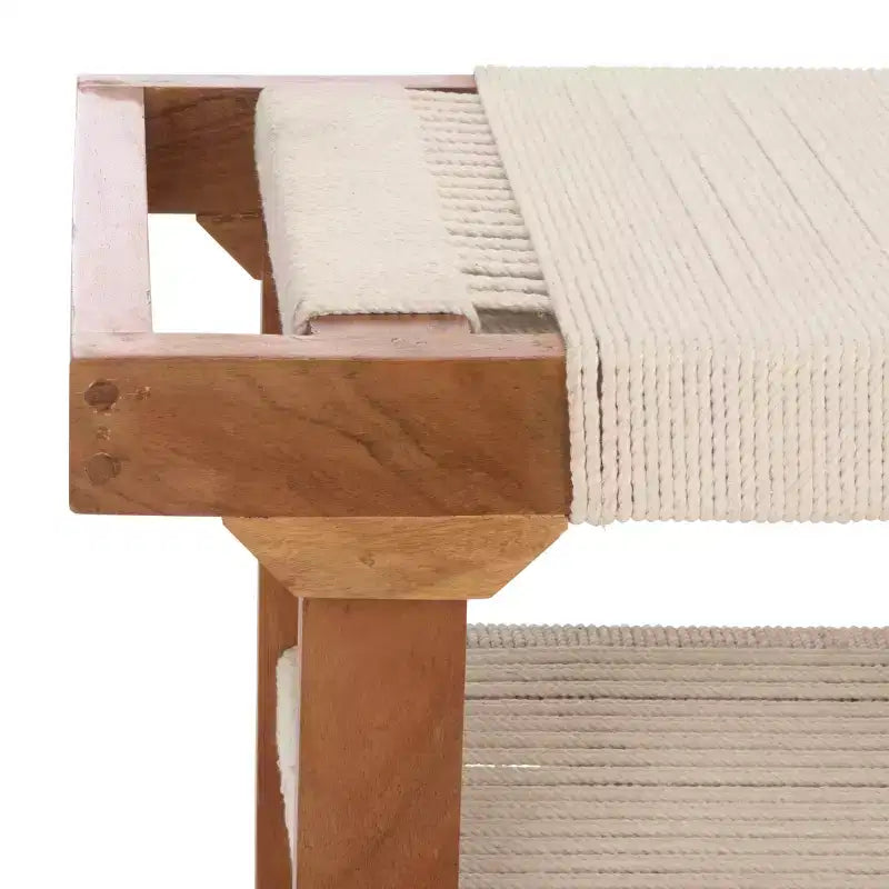 Munich Bench With Shelf - BCH3703 - Beige Black/Natural - Safavieh