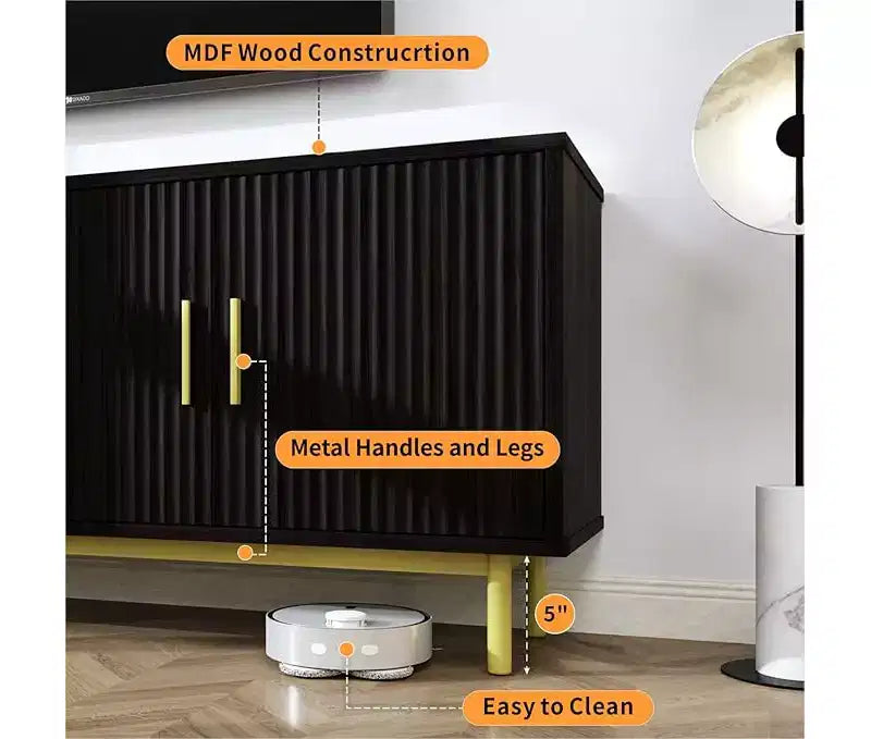 Dyonery TV cabinet with slot door, TV cabinet with adjustable shelf, with 4 doors, modern TV console, height, suitable for living room and bedroom