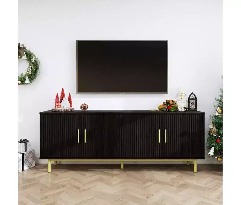 Dyonery TV cabinet with slot door, TV cabinet with adjustable shelf, with 4 doors, modern TV console, height, suitable for living room and bedroom