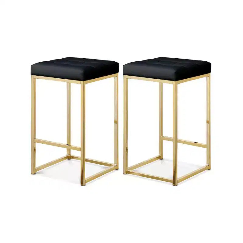 Meridian Furniture,Nicola Black Vegan Leather Stool, Set of 2