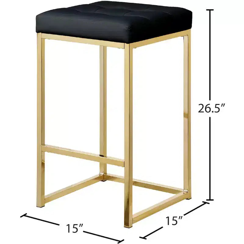 Meridian Furniture,Nicola Black Vegan Leather Stool, Set of 2