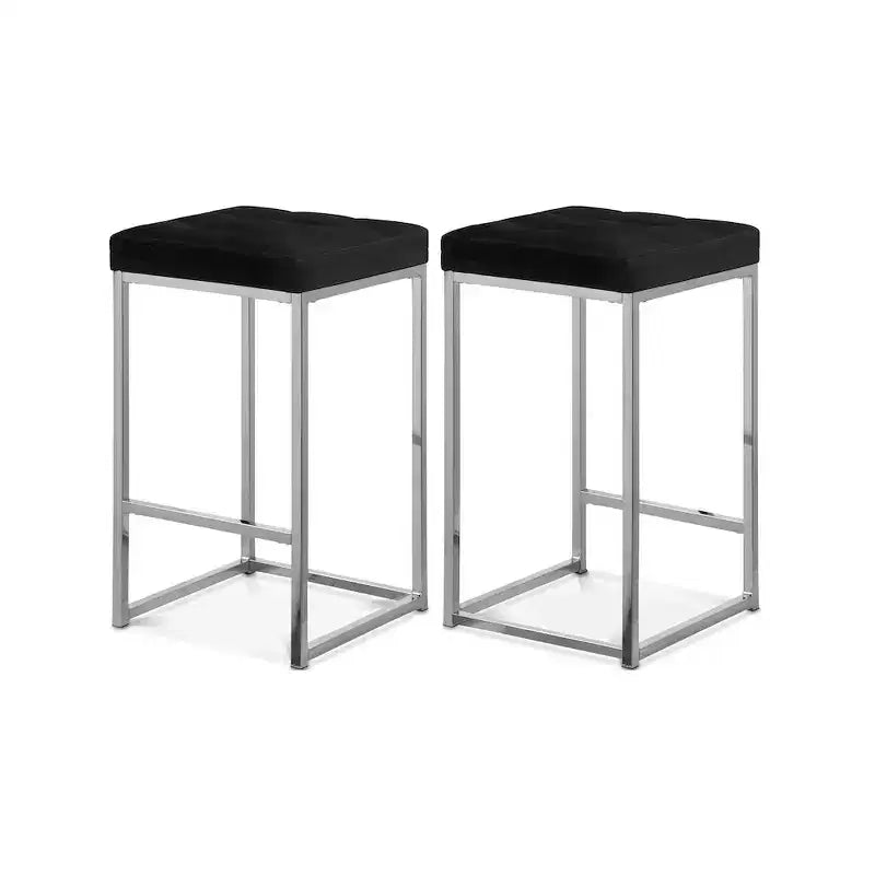 Meridian Furniture,Nicola Black Velvet Stool, Set of 2