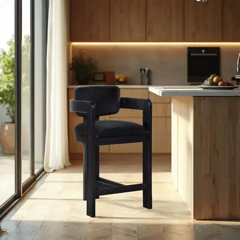 Meridian Furniture,Sacha Black Velvet Stool