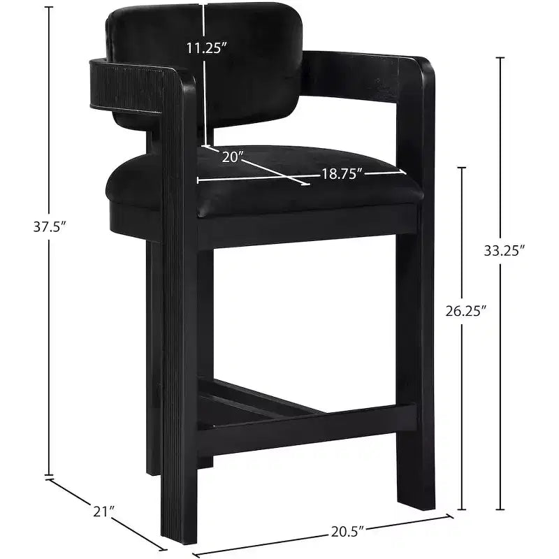 Meridian Furniture,Sacha Black Velvet Stool