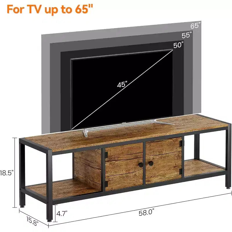 TROPOW 65 Inch TV Stand Up to 75 Inches TVs, Modern Entertainment Center with Storage Cabinet, Wide TV Console with Adjustable Feet