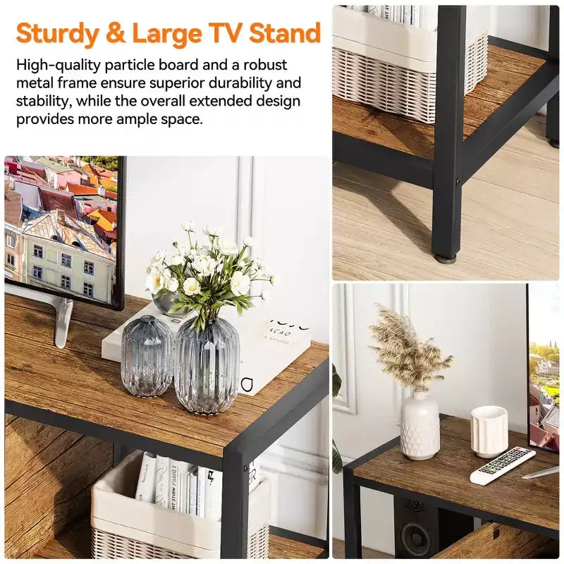 TROPOW 65 Inch TV Stand Up to 75 Inches TVs, Modern Entertainment Center with Storage Cabinet, Wide TV Console with Adjustable Feet