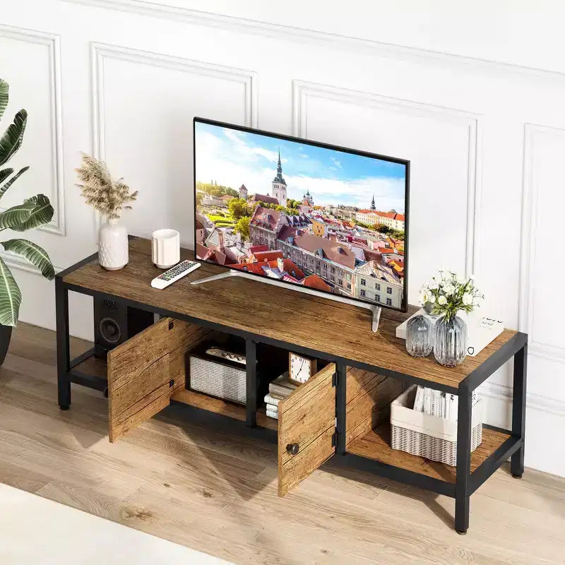 TROPOW 65 Inch TV Stand Up to 75 Inches TVs, Modern Entertainment Center with Storage Cabinet, Wide TV Console with Adjustable Feet