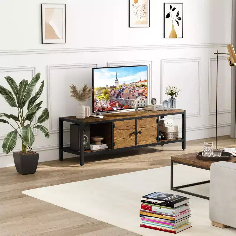 TROPOW 65 Inch TV Stand Up to 75 Inches TVs, Modern Entertainment Center with Storage Cabinet, Wide TV Console with Adjustable Feet