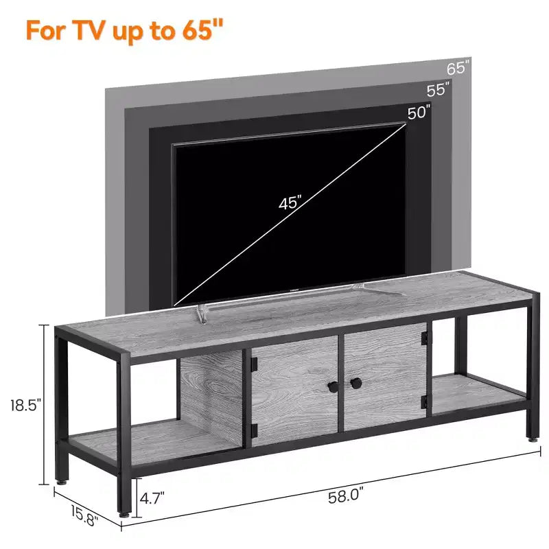 TROPOW 65 Inch TV Stand Up to 75 Inches TVs, Modern Entertainment Center with Storage Cabinet, Wide TV Console with Adjustable Feet