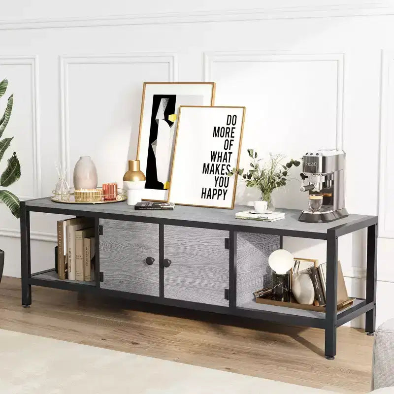 TROPOW 65 Inch TV Stand Up to 75 Inches TVs, Modern Entertainment Center with Storage Cabinet, Wide TV Console with Adjustable Feet