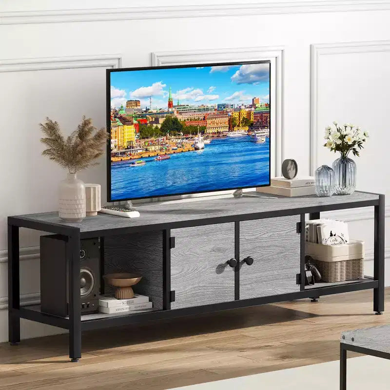 TROPOW 65 Inch TV Stand Up to 75 Inches TVs, Modern Entertainment Center with Storage Cabinet, Wide TV Console with Adjustable Feet