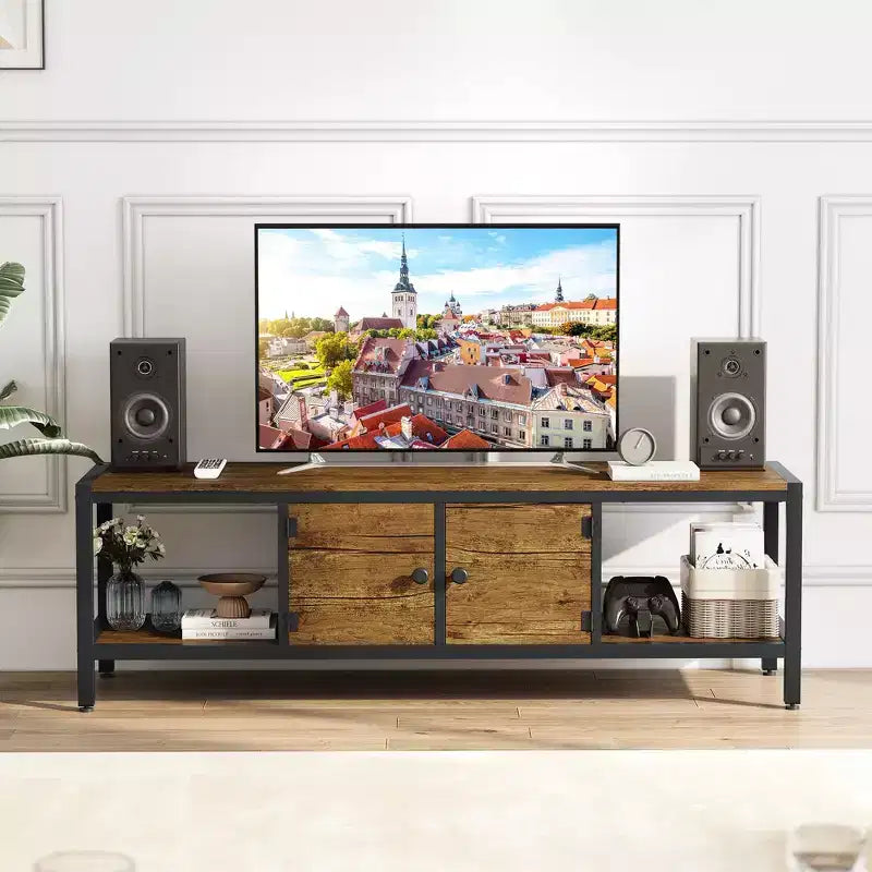 TROPOW 65 Inch TV Stand Up to 75 Inches TVs, Modern Entertainment Center with Storage Cabinet, Wide TV Console with Adjustable Feet