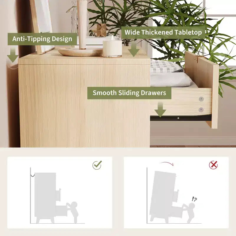 3 Drawer Dressers, Modern Fluted Closet Dressers Chest of Drawers, for Bedroom Living Room, Hallway,