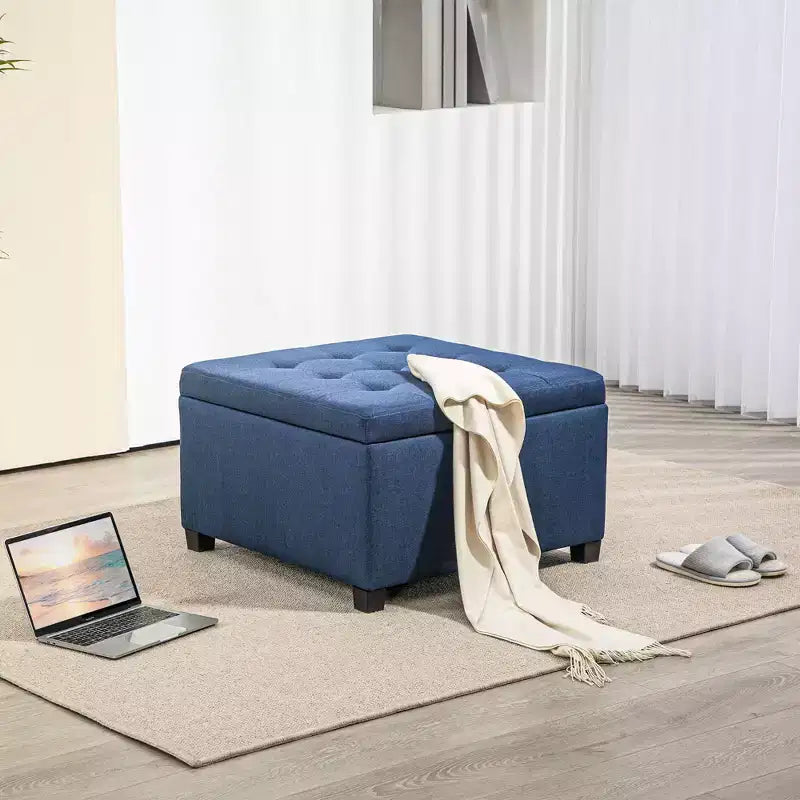 Round Storage Ottoman Bench, Button Tufted Ottoman with Flip Top for Living Room, Entryway and Bedroom