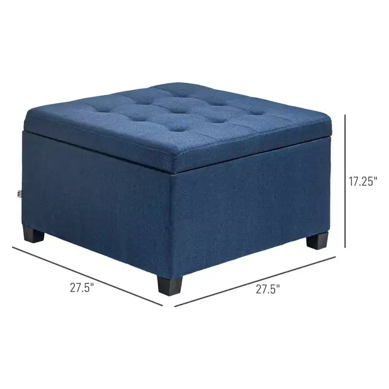Round Storage Ottoman Bench, Button Tufted Ottoman with Flip Top for Living Room, Entryway and Bedroom