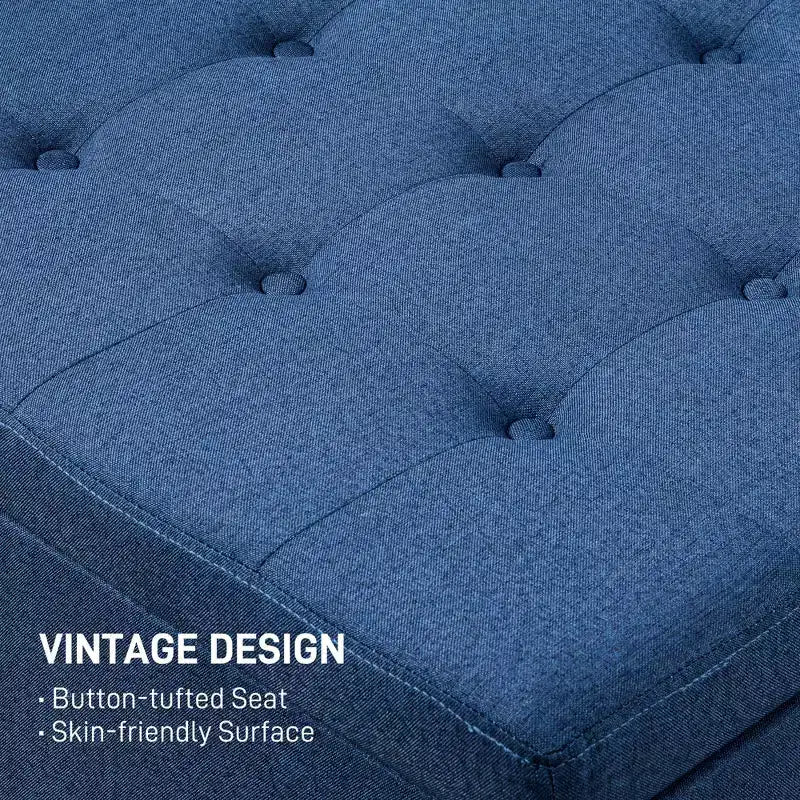Round Storage Ottoman Bench, Button Tufted Ottoman with Flip Top for Living Room, Entryway and Bedroom
