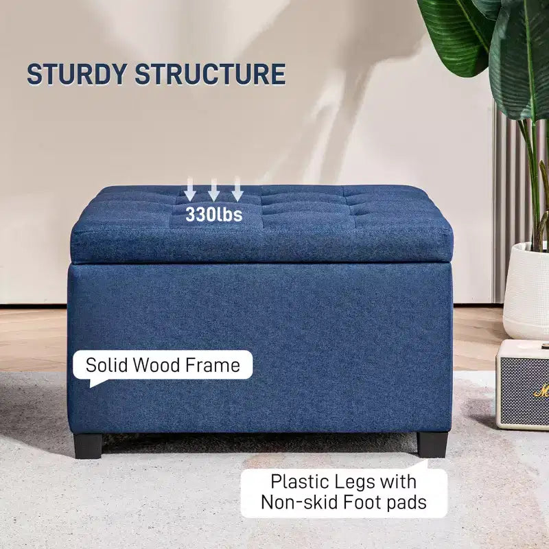 Round Storage Ottoman Bench, Button Tufted Ottoman with Flip Top for Living Room, Entryway and Bedroom