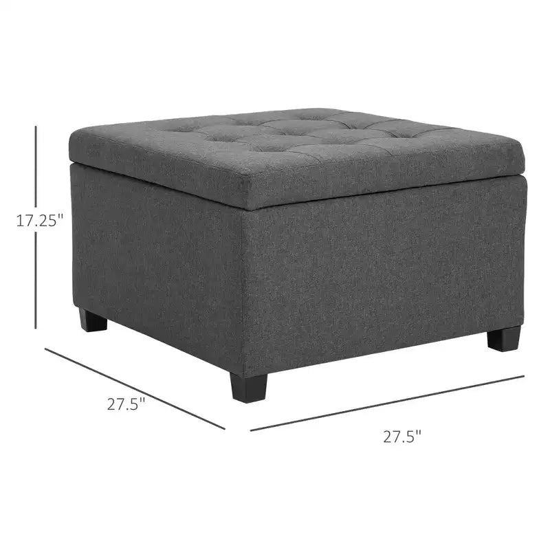 Round Storage Ottoman Bench, Button Tufted Ottoman with Flip Top for Living Room, Entryway and Bedroom