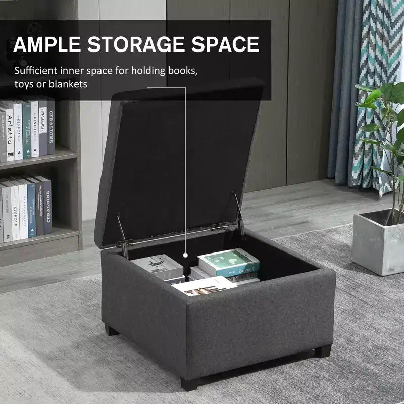 Round Storage Ottoman Bench, Button Tufted Ottoman with Flip Top for Living Room, Entryway and Bedroom