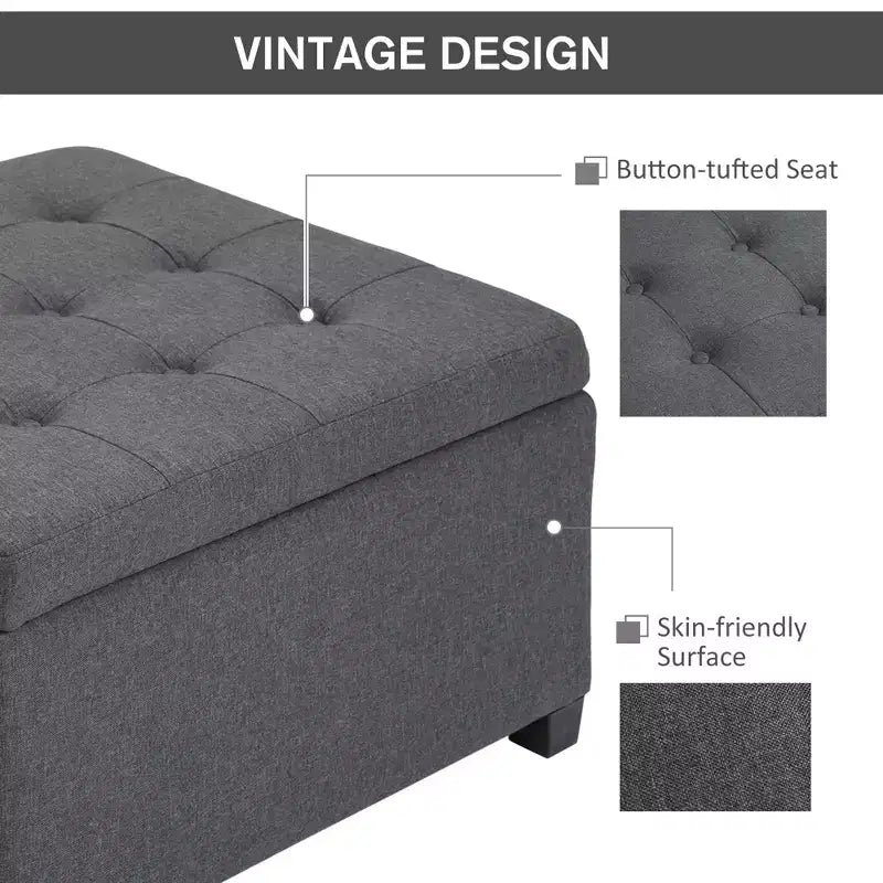 Round Storage Ottoman Bench, Button Tufted Ottoman with Flip Top for Living Room, Entryway and Bedroom