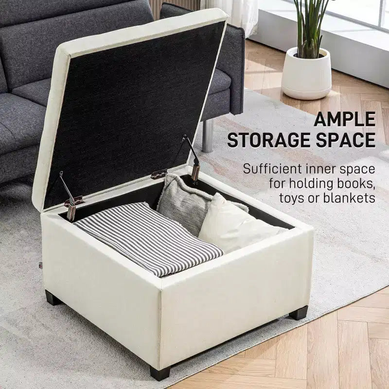 Round Storage Ottoman Bench, Button Tufted Ottoman with Flip Top for Living Room, Entryway and Bedroom
